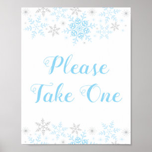 Little Snowflake Boy Baby Shower Take One Favours Poster