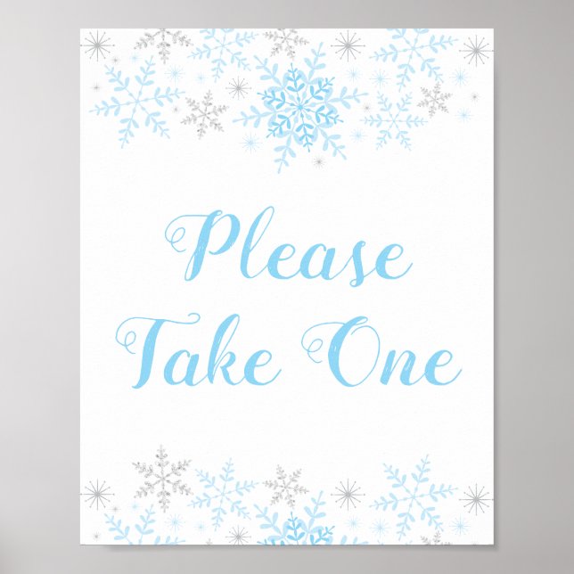 Little Snowflake Boy Baby Shower Take One Favours Poster (Front)