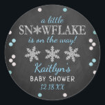 Little Snowflake Boys Winter Baby Shower Classic Round Sticker<br><div class="desc">Celebrate in style with these trendy baby shower stickers. The design is easy to personalise with your own wording and your family and friends will be thrilled when they see these fabulous stickers.</div>