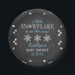 Little Snowflake Boys Winter Baby Shower Paper Plate<br><div class="desc">Celebrate in style with these trendy baby shower paper plates. The design is easy to personalise with your own wording and your family and friends will be thrilled when they see these fabulous party plates.</div>