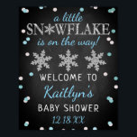 Little Snowflake Boys Winter Baby Shower Welcome Poster<br><div class="desc">Celebrate in style with this trendy baby shower welcome sign. The design is easy to personalise with your own wording and your family and friends will be thrilled when they see this fabulous party sign. Matching party items can be found in the collection.</div>