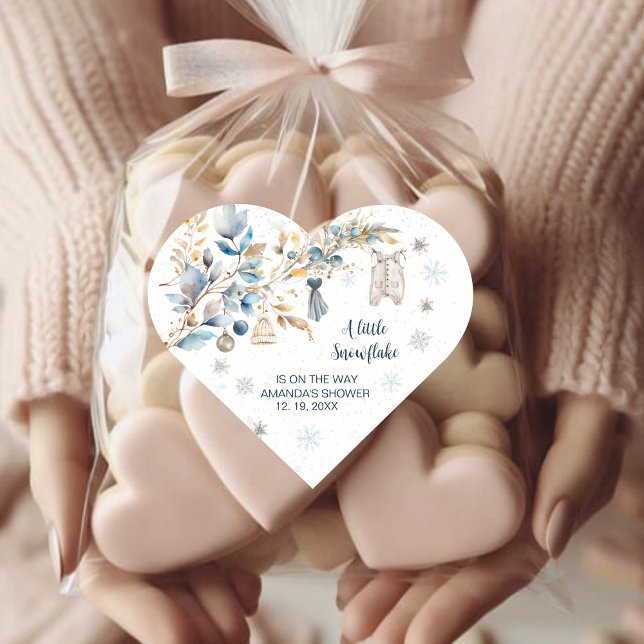Little Snowflake Clothesline Baby Shower  Heart Sticker (Creator Uploaded)