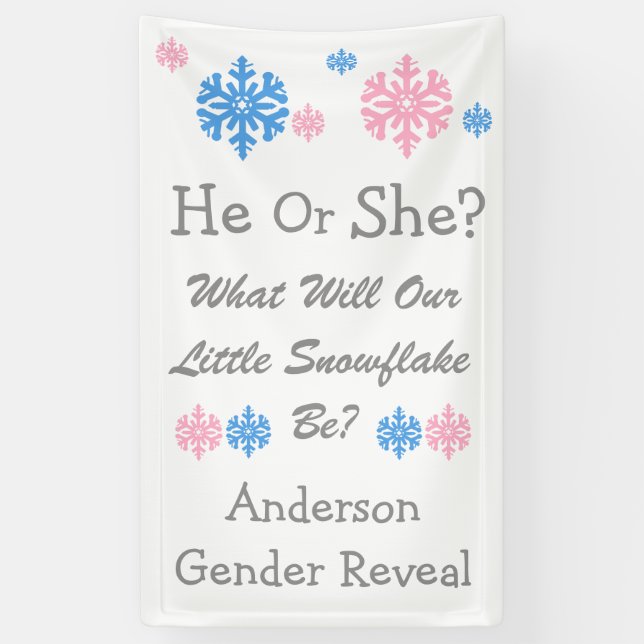 Little Snowflake Gender Reveal Banner (Vertical)