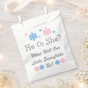 Little Snowflake Gender Reveal Favour Bags