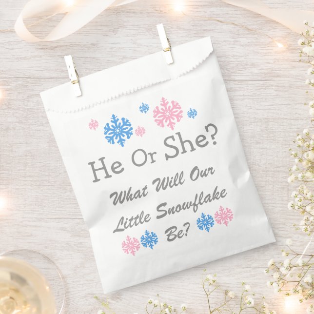 Little Snowflake Gender Reveal Favour Bags (Clipped)