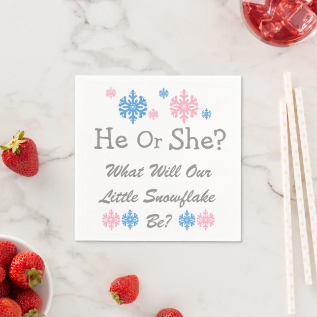 Little Snowflake Gender Reveal Napkin (Insitu)