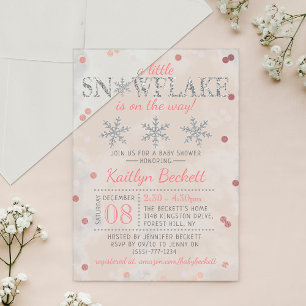Little Snowflake Girls Winter Baby Shower Acrylic Invitations