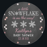 Little Snowflake Girls Winter Baby Shower Classic Round Sticker<br><div class="desc">Celebrate in style with these trendy baby shower stickers. The design is easy to personalise with your own wording and your family and friends will be thrilled when they see these fabulous stickers.</div>