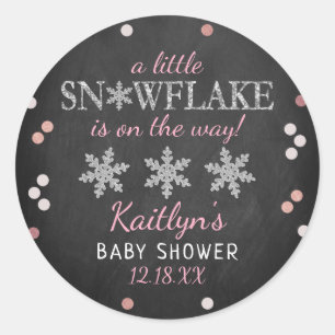 Little Snowflake Girls Winter Baby Shower Classic Round Sticker
