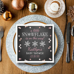 Little Snowflake Girls Winter Baby Shower Napkin