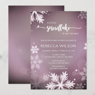Little Snowflake is On the Way Girl Baby Shower Invitation