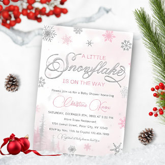 Little Snowflake is on the Way Winter Baby Shower Invitation