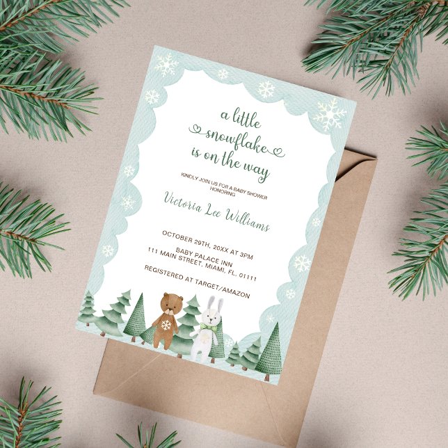 Little snowflake is on the way Winter Baby Shower  Invitation (Creator Uploaded)