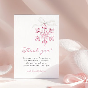 Little Snowflake Minimal Girl Baby Shower Thank You Card