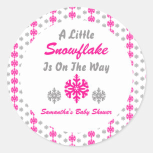 Little Snowflake On The Way Classic Round Sticker