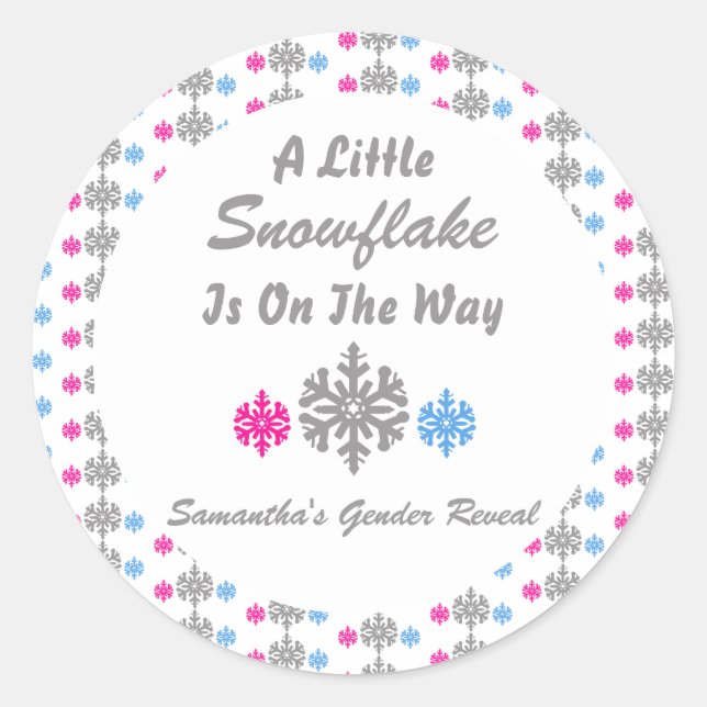 Little Snowflake On The Way Classic Round Sticker (Front)