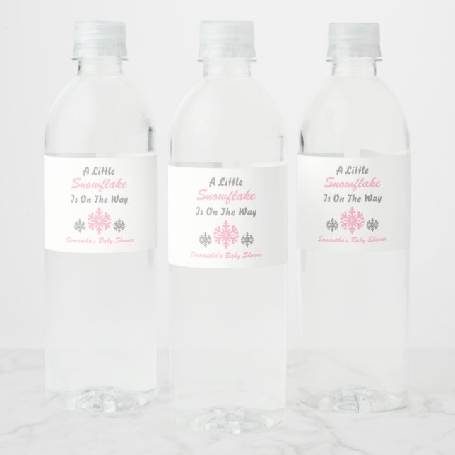 Little Snowflake On The Way Water Bottle Label (Bottles)