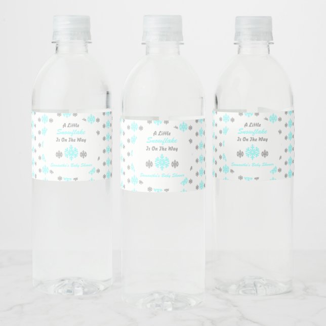 Little Snowflake On The Way Water Bottle Label (Bottles)