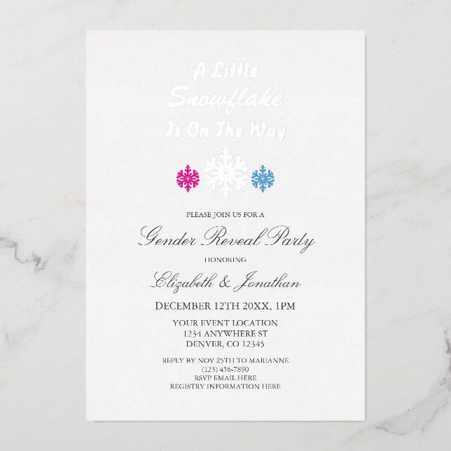 Little Snowflake On The Way Winter Gender Reveal (Front)