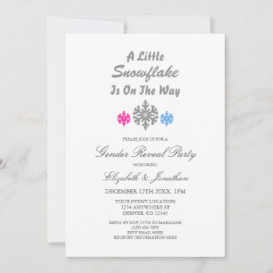 Little Snowflake On The Way Winter Gender Reveal Invitation