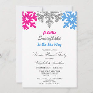 Little Snowflake On The Way Winter Gender Reveal Invitation