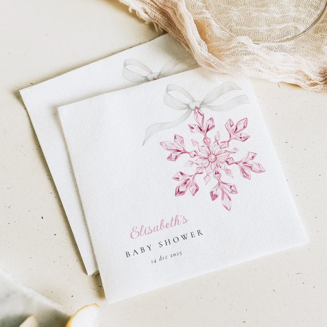Little Snowflake Pink Baby Shower Napkin (Creator Uploaded)