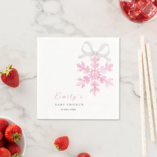 Little Snowflake Pink Baby Shower Napkins
