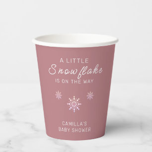 Little Snowflake Pink Baby Shower Paper Cups