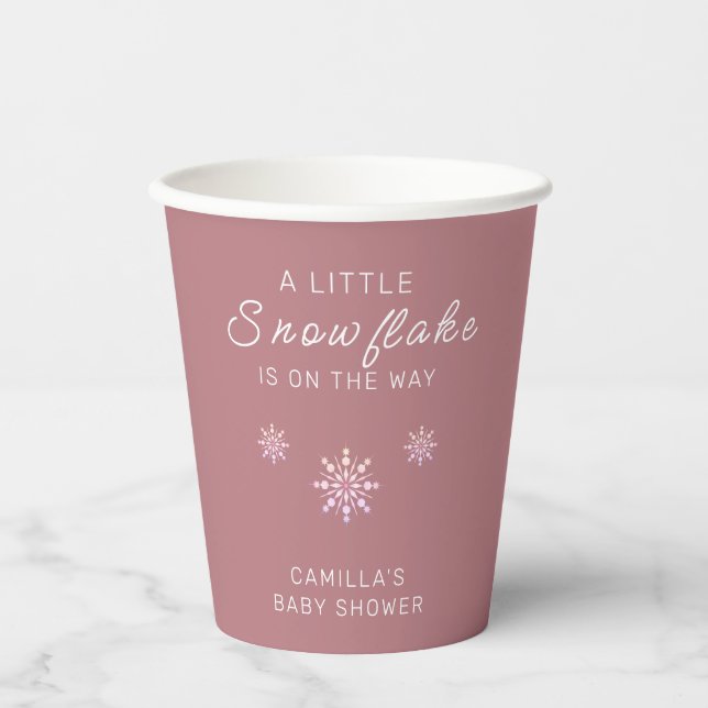 Little Snowflake Pink Baby Shower  Paper Cups (Front)