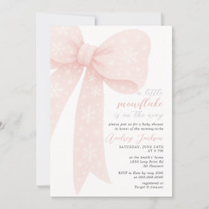 Little Snowflake Pink Coquette Bow Baby Shower Invitation