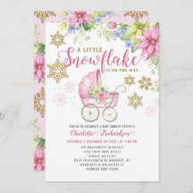 Little Snowflake Pink Floral Stroller Baby Shower