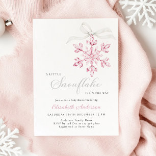 Little Snowflake Pink Girl Baby Shower Invitation