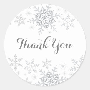 Little Snowflake Silver Glitter Baby Shower Classic Round Sticker