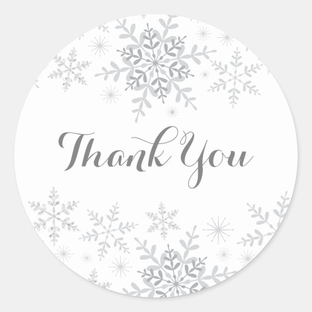 Little Snowflake Silver Glitter Baby Shower Classic Round Sticker (Front)
