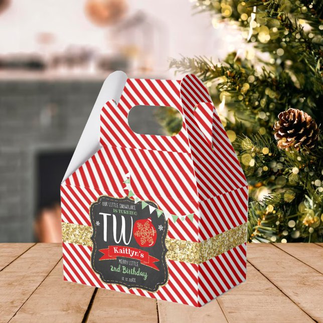 Little Snowflake Turning 2! Christmas 2nd Birthday Favour Box (Creator Uploaded)