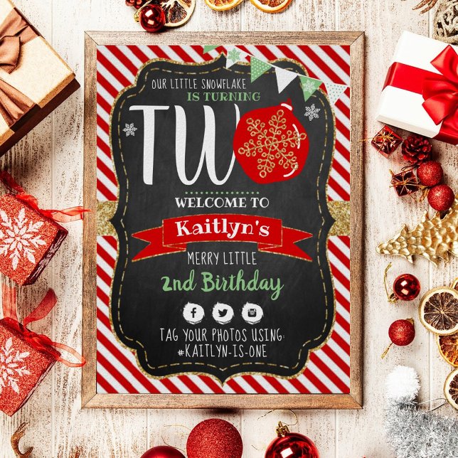 Little Snowflake Turning 2! Christmas 2nd Birthday Poster (Creator Uploaded)