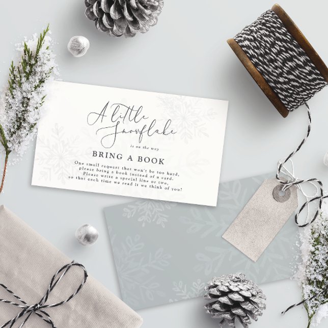 little snowflake winter baby shower bring a book business card (Creator Uploaded)
