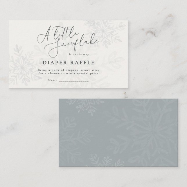 little snowflake winter baby shower diaper raffle business card (Front/Back)