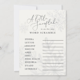 little snowflake winter baby shower word scramble invitation