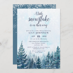 Little Snowflake Winter Forest Baby Shower Invitation