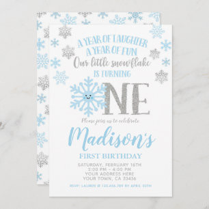 Little Snowflake, Winter ONEderland First Birthday Invitation