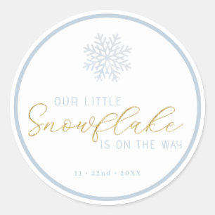 Little Snowflake Winter Wonderland Baby Shower Classic Round Sticker