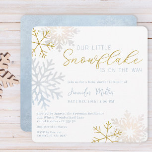 little Snowflake Winter Wonderland Baby Shower Invitation