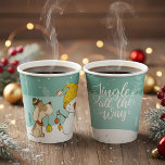 Little snowman and dog in christmas winter scene paper cups<br><div class="desc">Cute little dog decorates a snowman. Fun paper cups for your christmas party.</div>