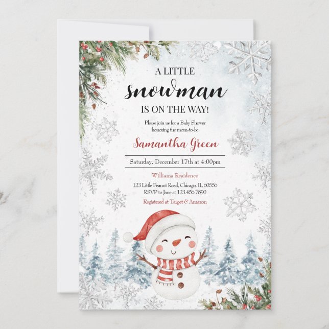 Little Snowman Baby Shower Invitation (Front)
