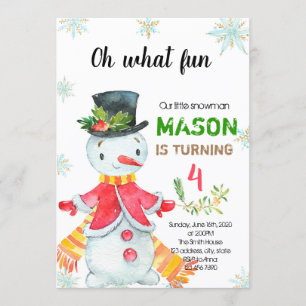 Little snowman birthday party invitation