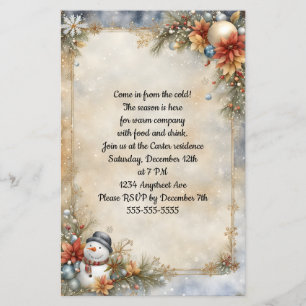 Little Snowman Christmas Party Invitation