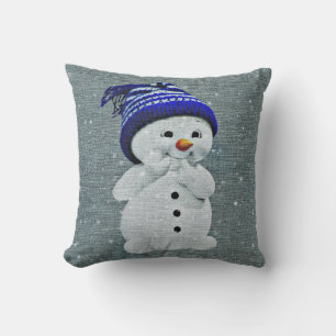 Little Snowman Throw Pillow 16" x 16"