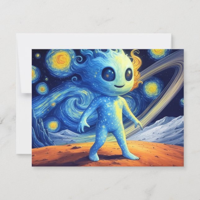 Little Space Alien Greeting Card (Front)