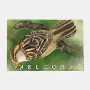 Little Sparrow  Doormat Welcome Spring